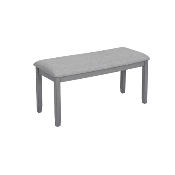 6-Piece Gray Dining Set | Wooden Table + 4 Upholstered Chairs + Bench