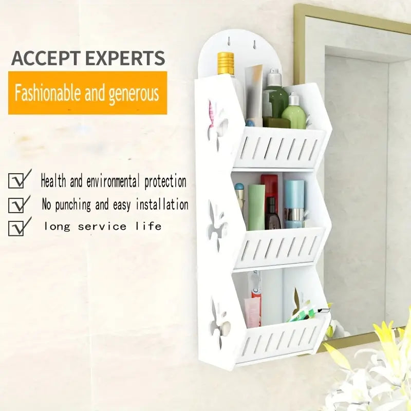 Vinyl Hanging Bathroom Storage Rack - Shelf Butterfly Large-2