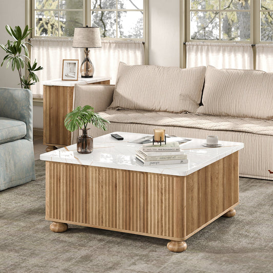 Yanosaku CT001 Lift Top Coffee Table, Square, Faux-Marble-0